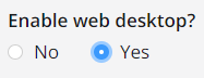 Select Yes to Enable Web Desktop