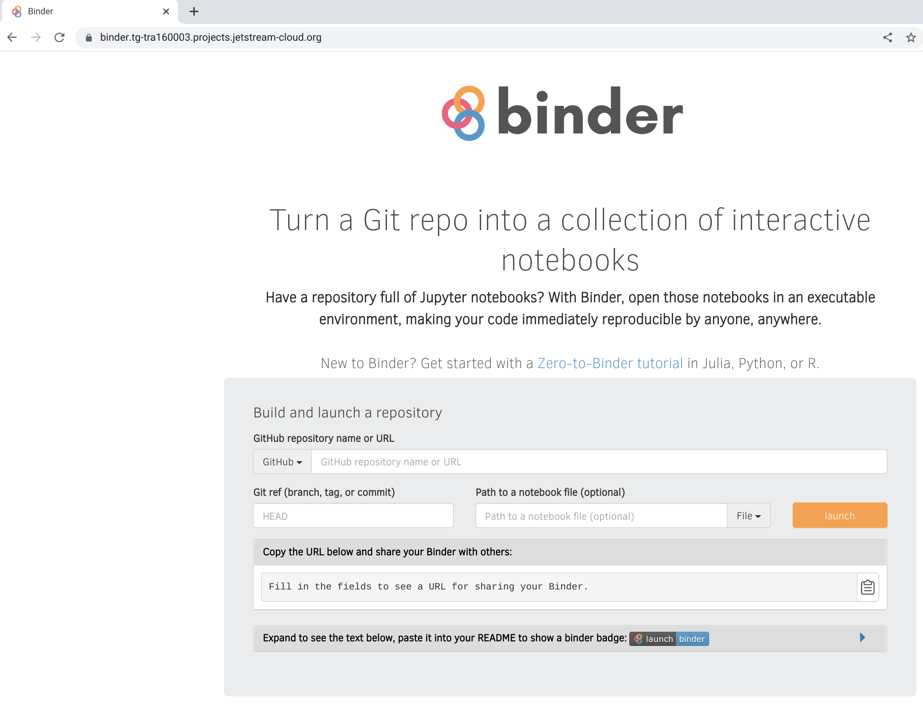 Binder login page