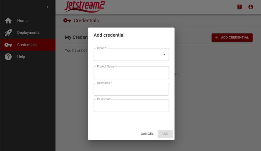 add jetstream openstack password